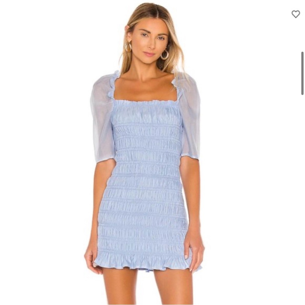 MAJORELLE by Revolve ‘Jex’ Sky Blue Smocked Mini Dress Size Small